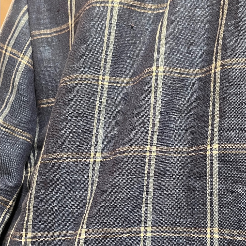 Men's Blue Linen Blend Waistcoat & Windowpane Blazer Set - Picture 7 of 7